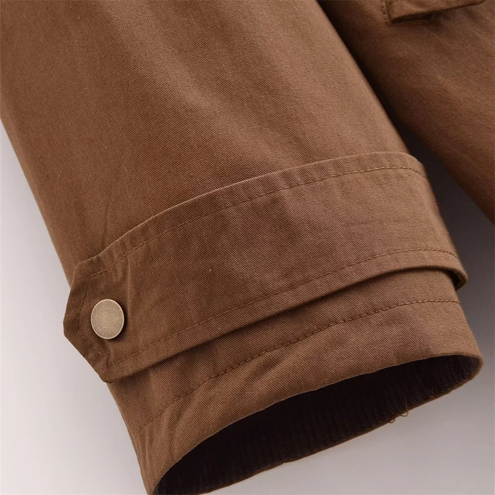 Sansa | Manteau long marron à boutons
