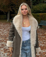 Sienna | Long Faux Fur Lapel Coat