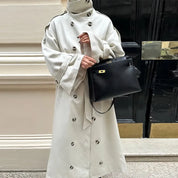 Zoé | Trench-coat long à col montant et ceinture 