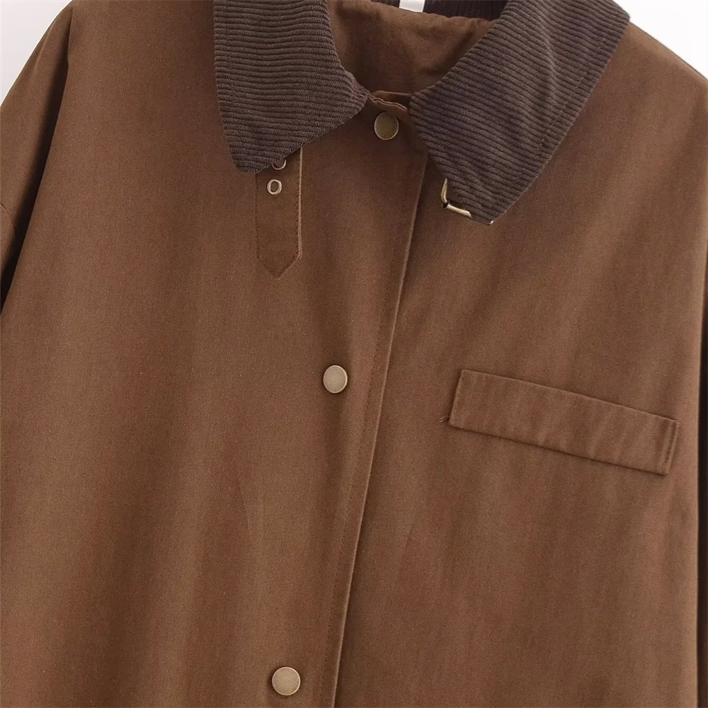 Sansa | Manteau long marron à boutons