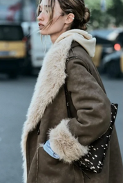 Sienna | Long Faux Fur Lapel Coat