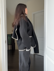 Nellie | Cape Coat with Contrast Trim