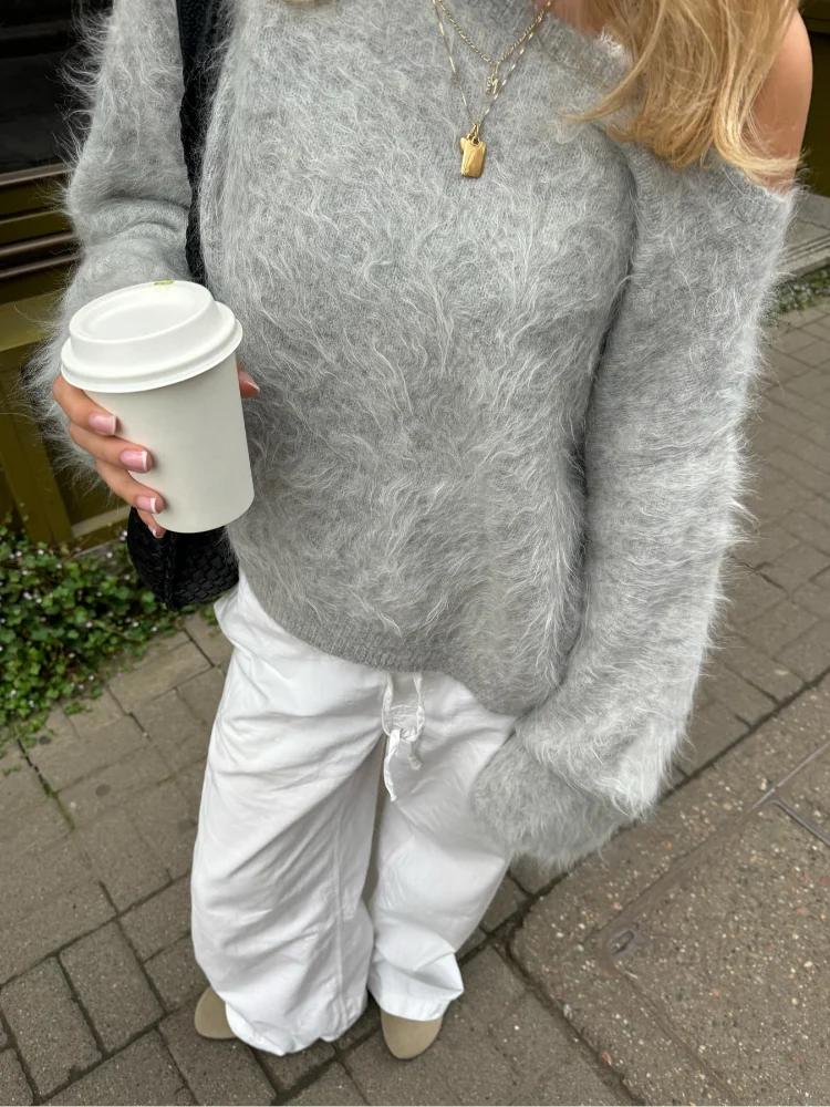 Riley | Soft Pink Fuzzy Knit Jumper