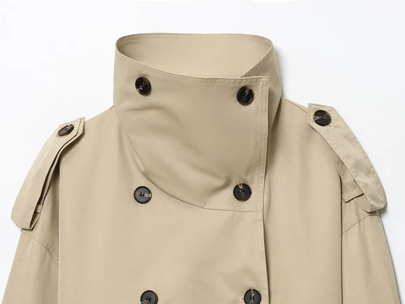Emilia | High-Collar Belted Trench Jacket