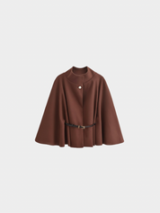 Adele | Wool Poncho Belted Cape Coat