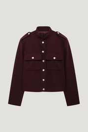 Lilly | Burgundy Cropped Jacket with Gold Buttons