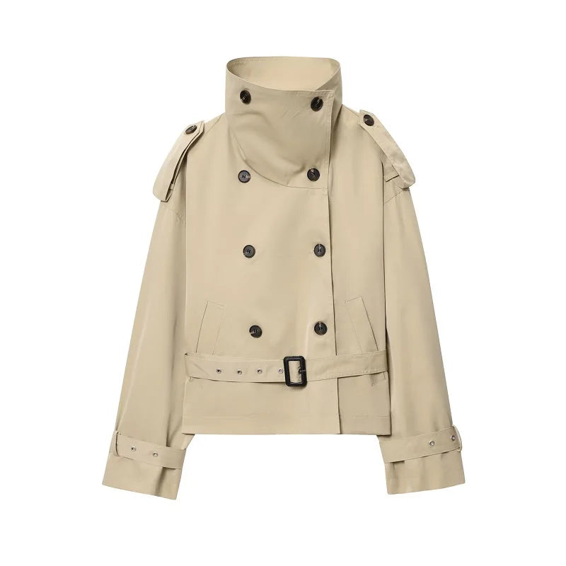 Emilia | High-Collar Belted Trench Jacket