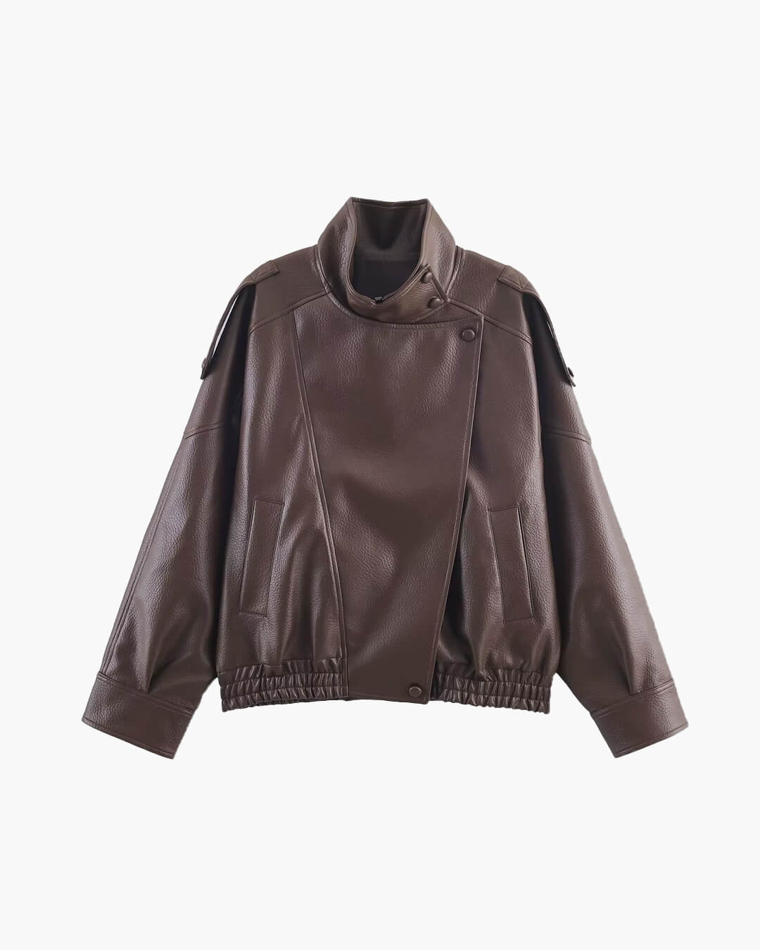 Felicia | Oversized High-Neck Faux Leather Jacket