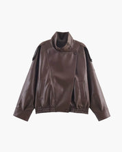 Felicia | Oversized High-Neck Faux Leather Jacket