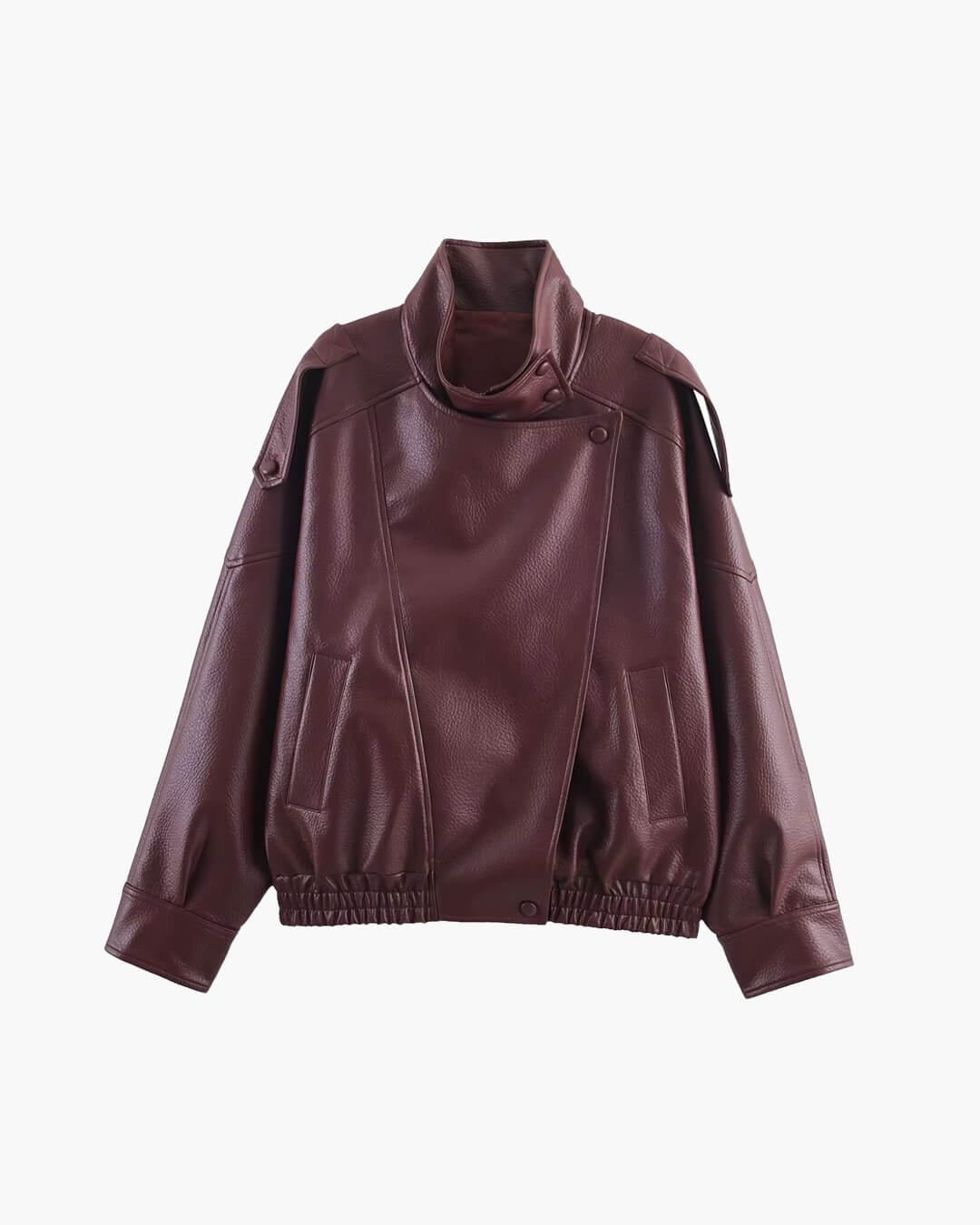 Felicia | Oversized High-Neck Faux Leather Jacket