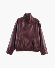 Felicia | Oversized High-Neck Faux Leather Jacket