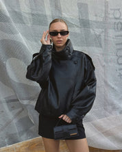 Felicia | Oversized High-Neck Faux Leather Jacket