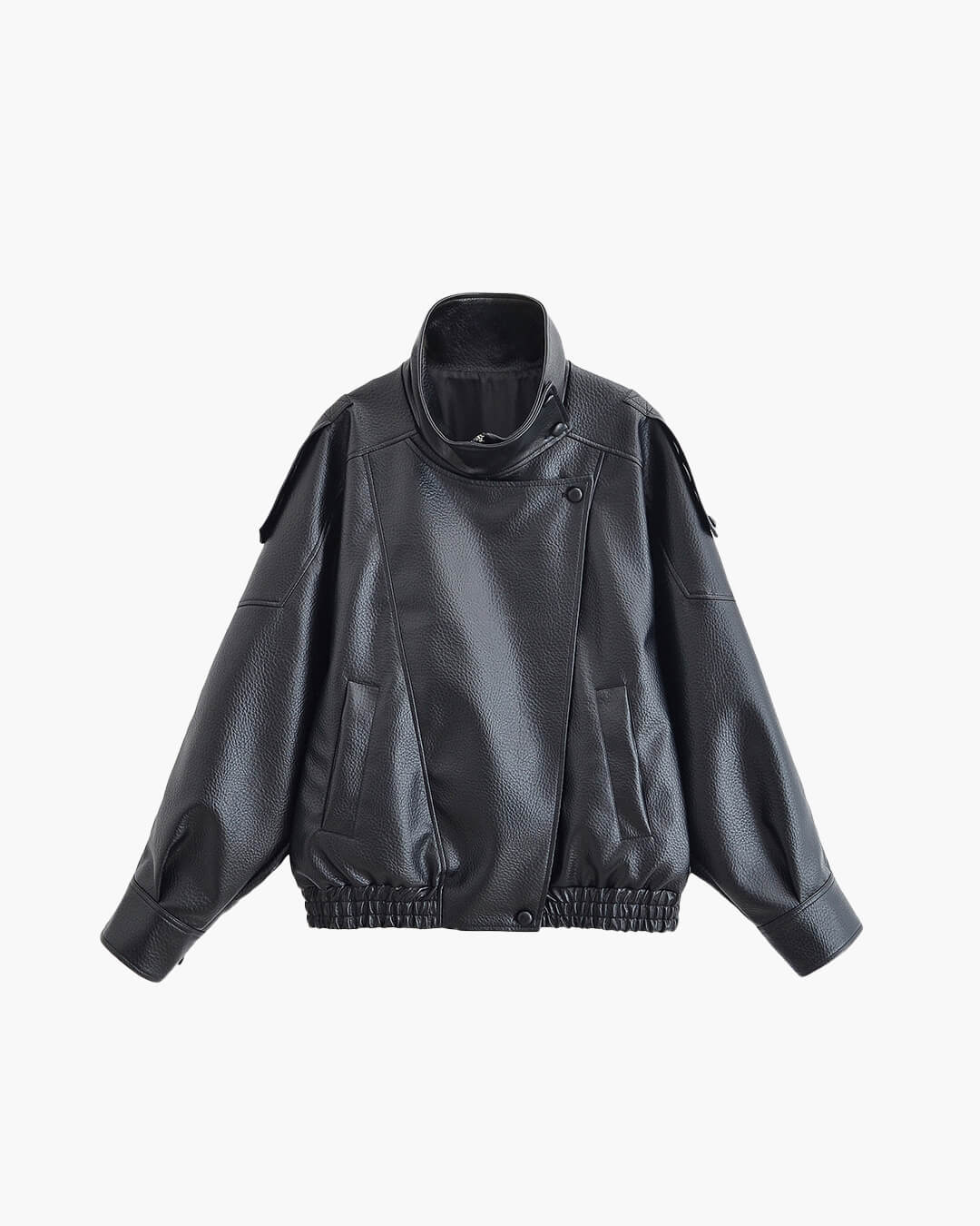 Felicia | Oversized High-Neck Faux Leather Jacket