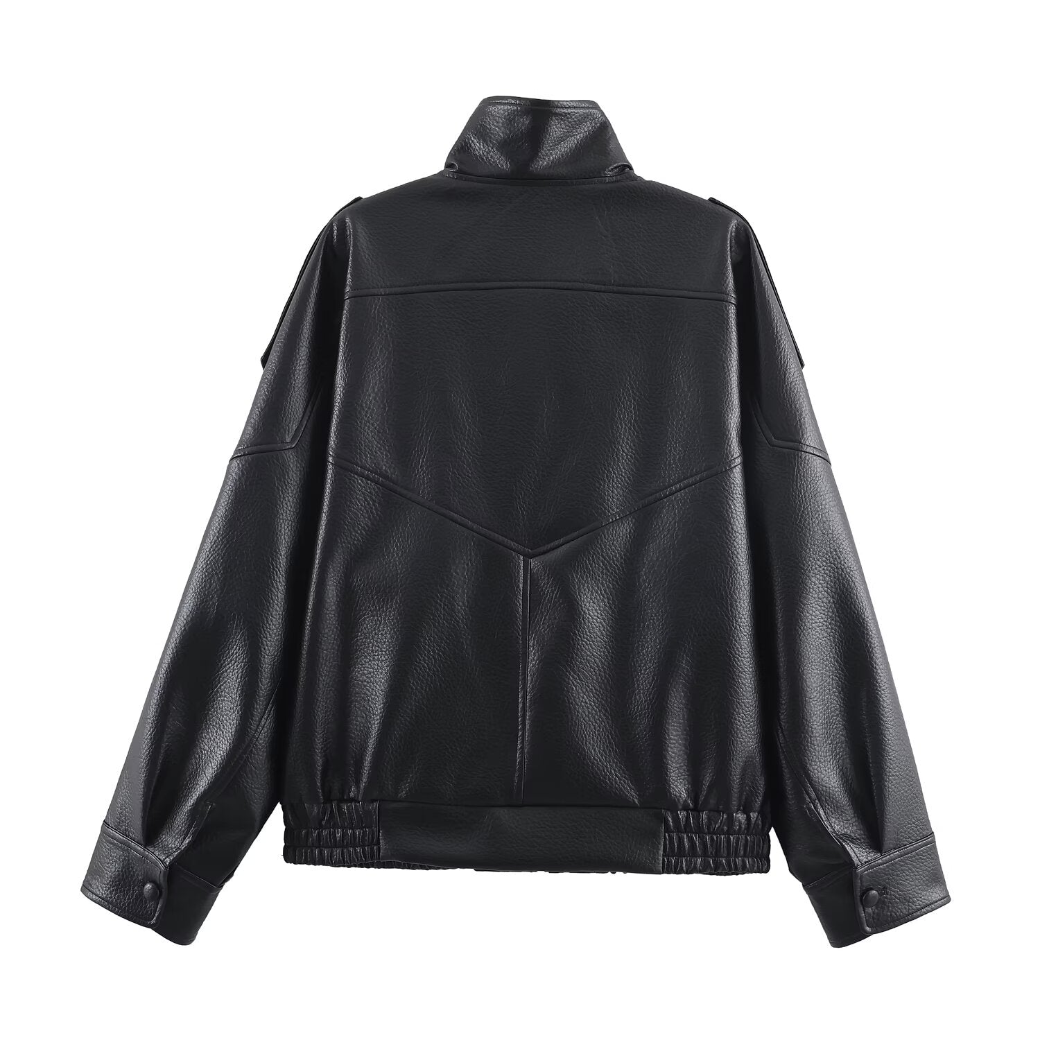 Felicia | Oversized High-Neck Faux Leather Jacket