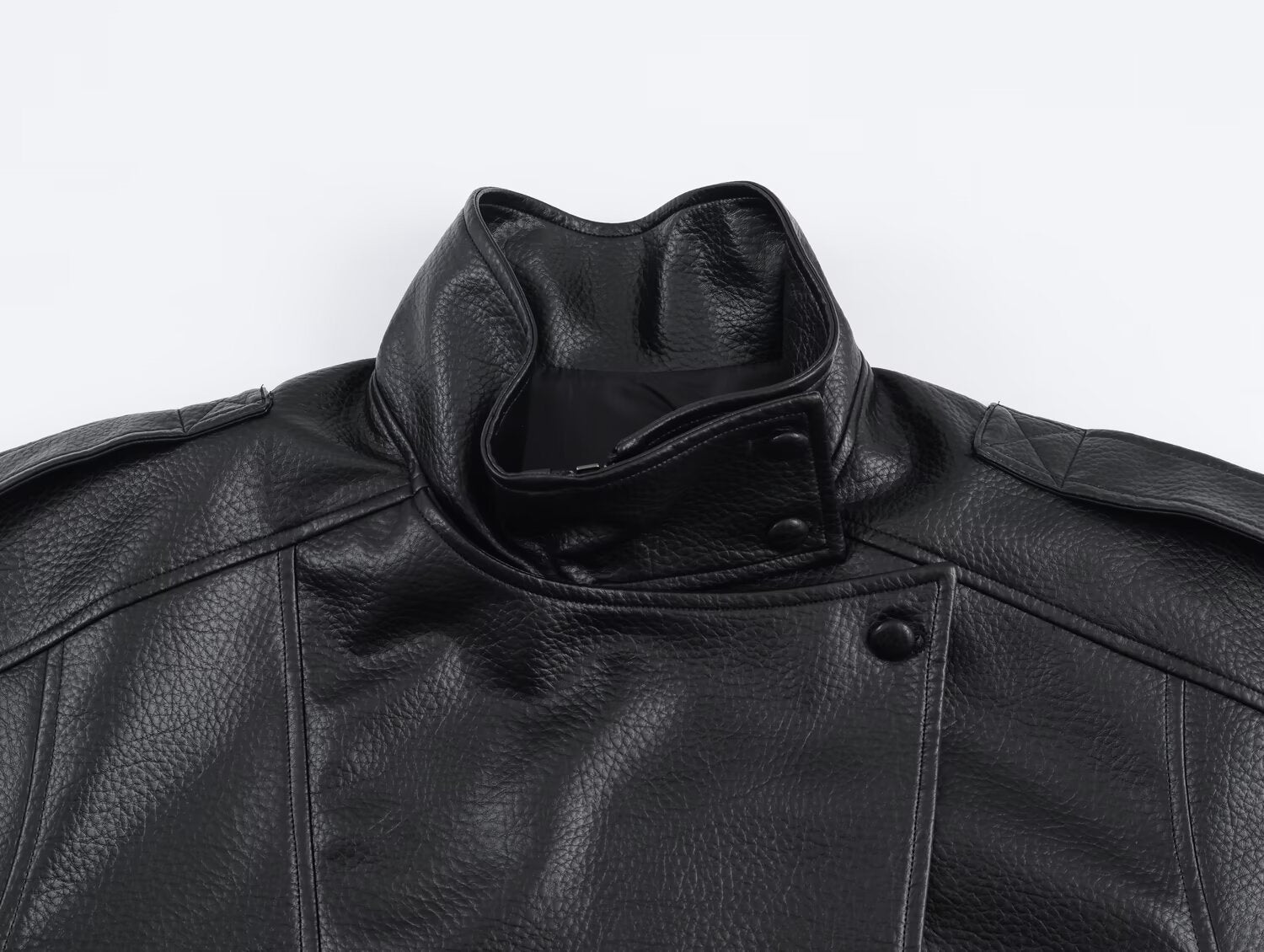 Felicia | Oversized High-Neck Faux Leather Jacket – HORUS