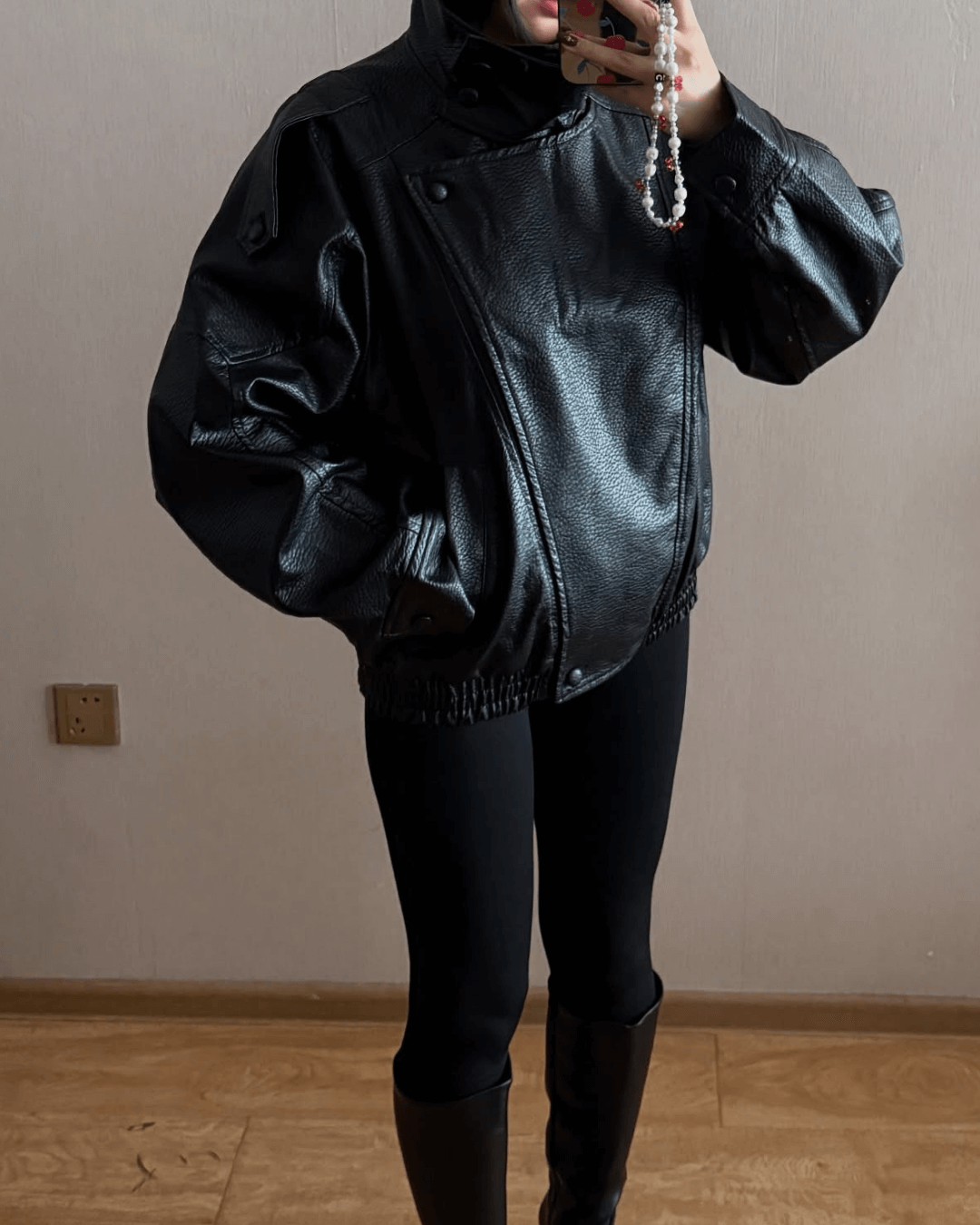 Felicia | Oversized High-Neck Faux Leather Jacket