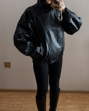 Felicia | Oversized High-Neck Faux Leather Jacket