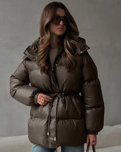 Maggie | Belted Puffer Jacket with High Neck