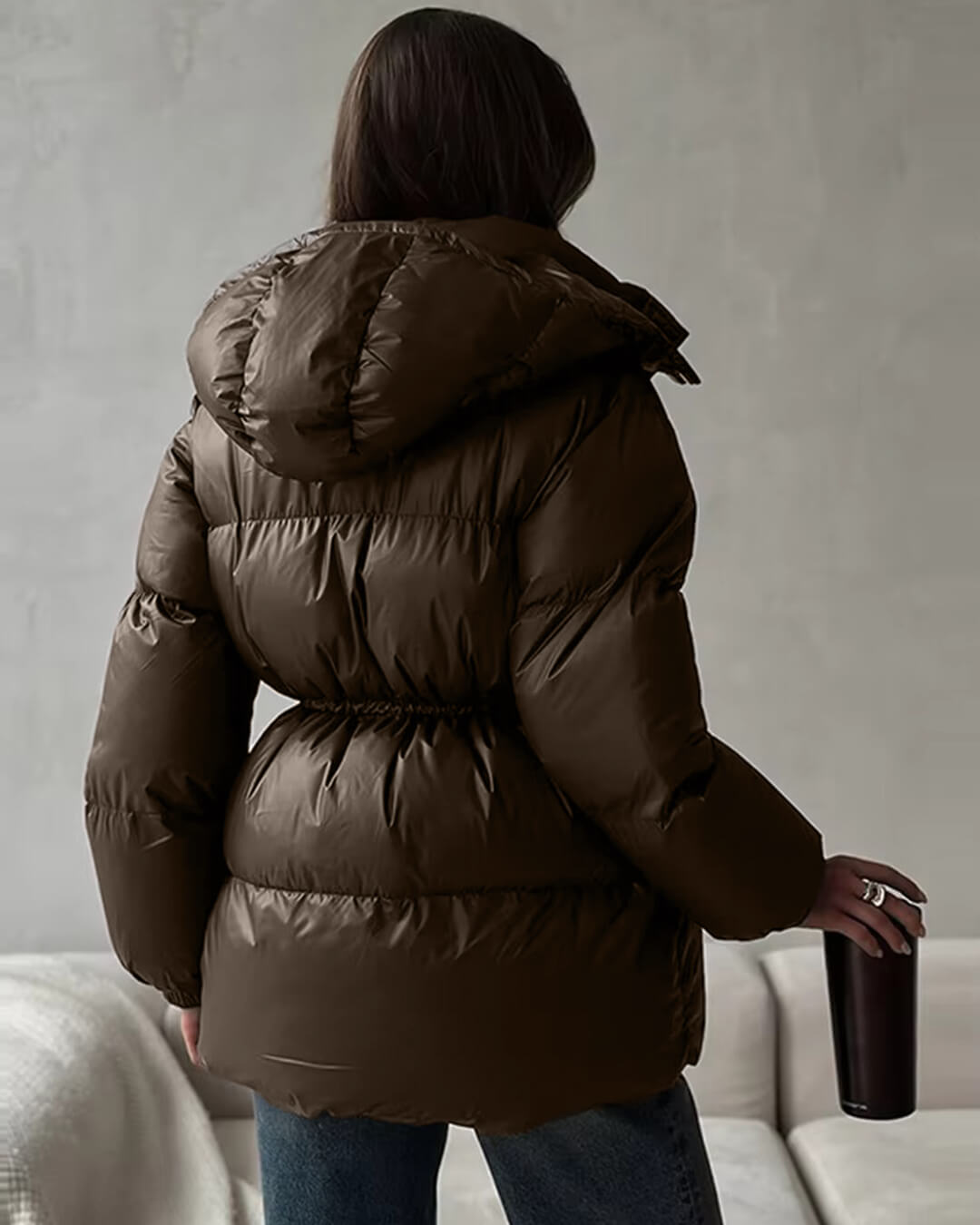 Maggie | Belted Puffer Jacket with High Neck