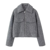 Sophie | Grey Wool Blend Cropped Jacket