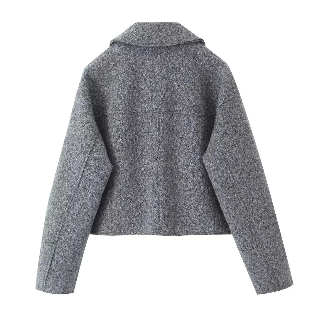 Sophie | Grey Wool Blend Cropped Jacket
