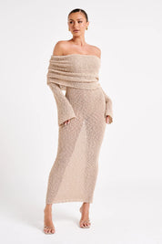 Naiya | Off-Shoulder Mesh Maxi Dress