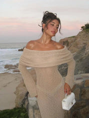 Naiya | Off-Shoulder Mesh Maxi Dress