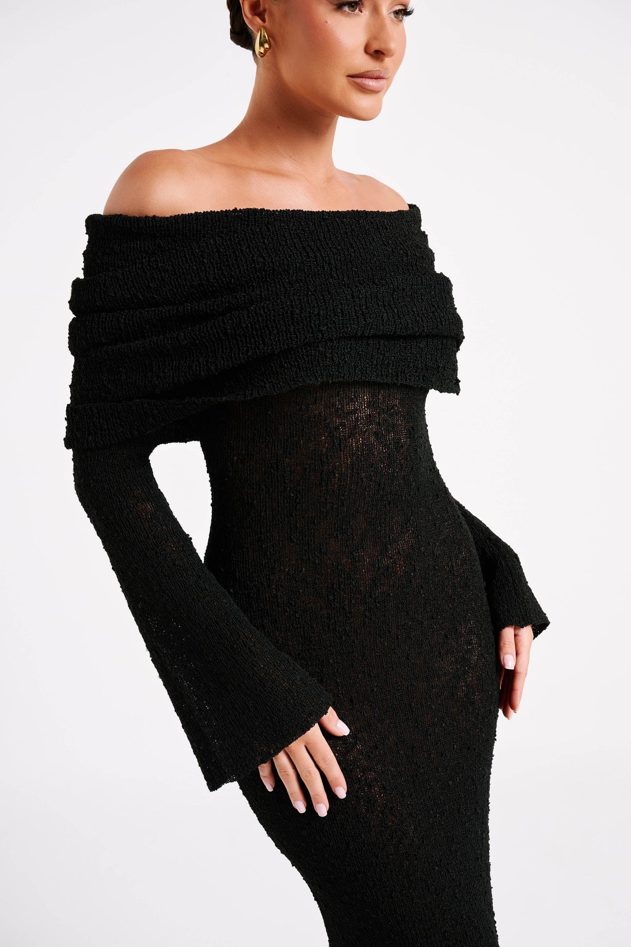 Naiya | Off-Shoulder Mesh Maxi Dress
