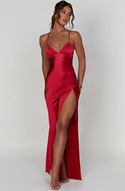 Sindy | Satin Slit Maxi Dress
