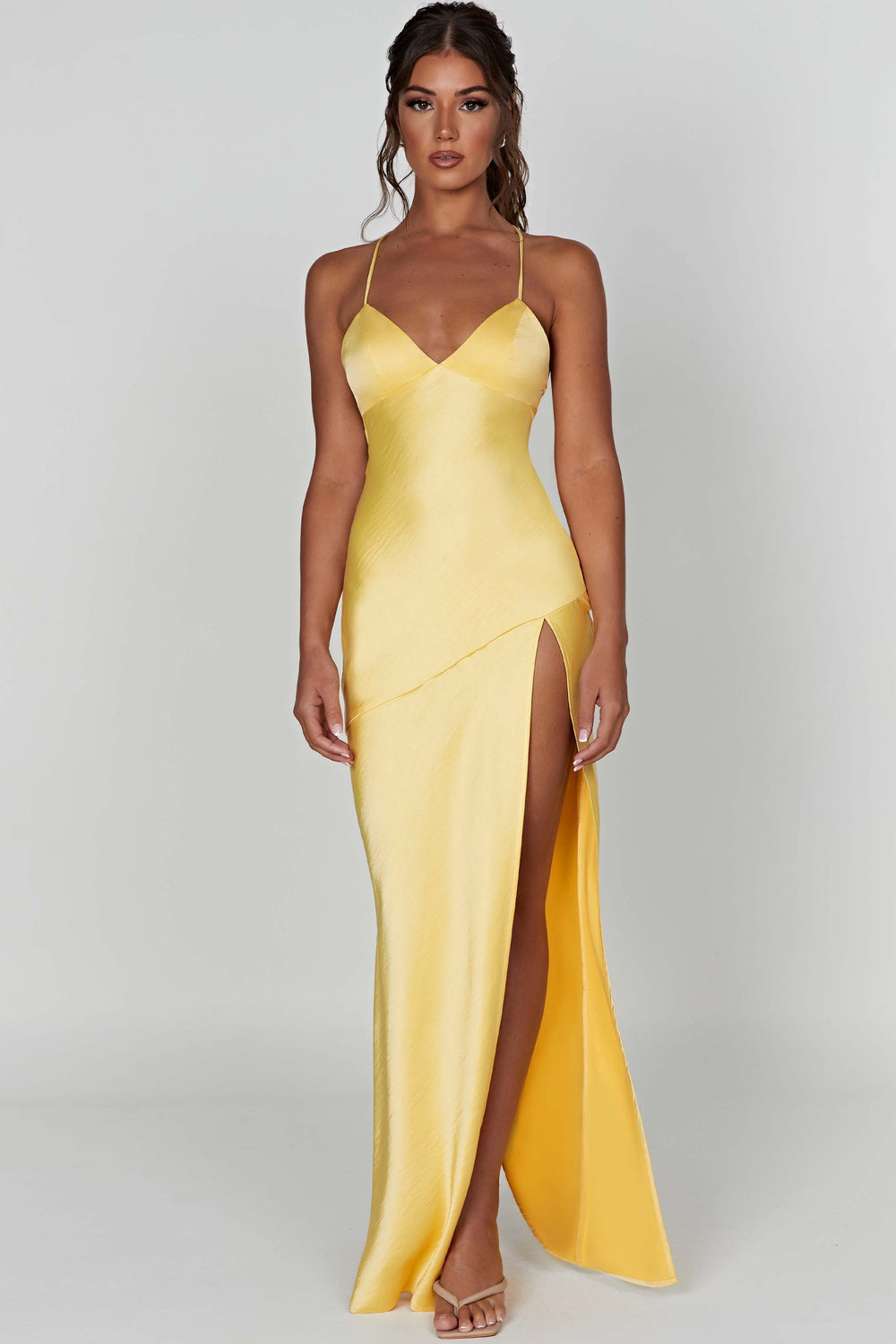 Sindy | Satin Slit Maxi Dress