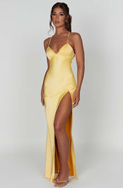 Sindy | Satin Slit Maxi Dress