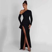 Rhea | One-Shoulder Split Gown