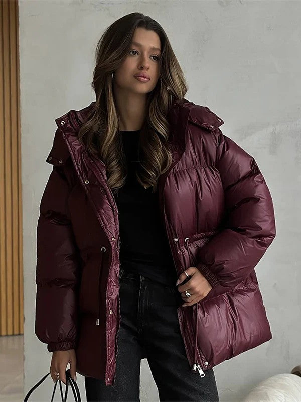 Maggie | Belted Puffer Jacket with High Neck