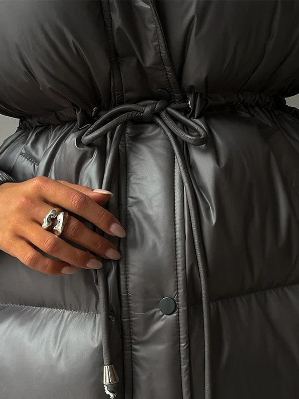 Maggie | Belted Puffer Jacket with High Neck