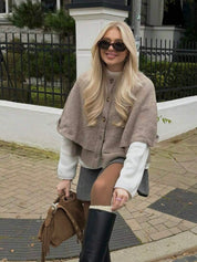 Blake | Wool-Blend Button-Up Cape Sweater