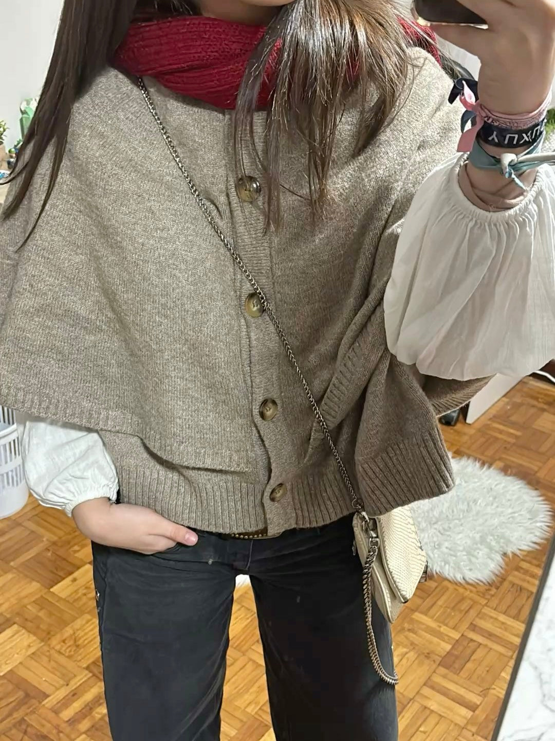 Blake | Wool-Blend Button-Up Cape Sweater