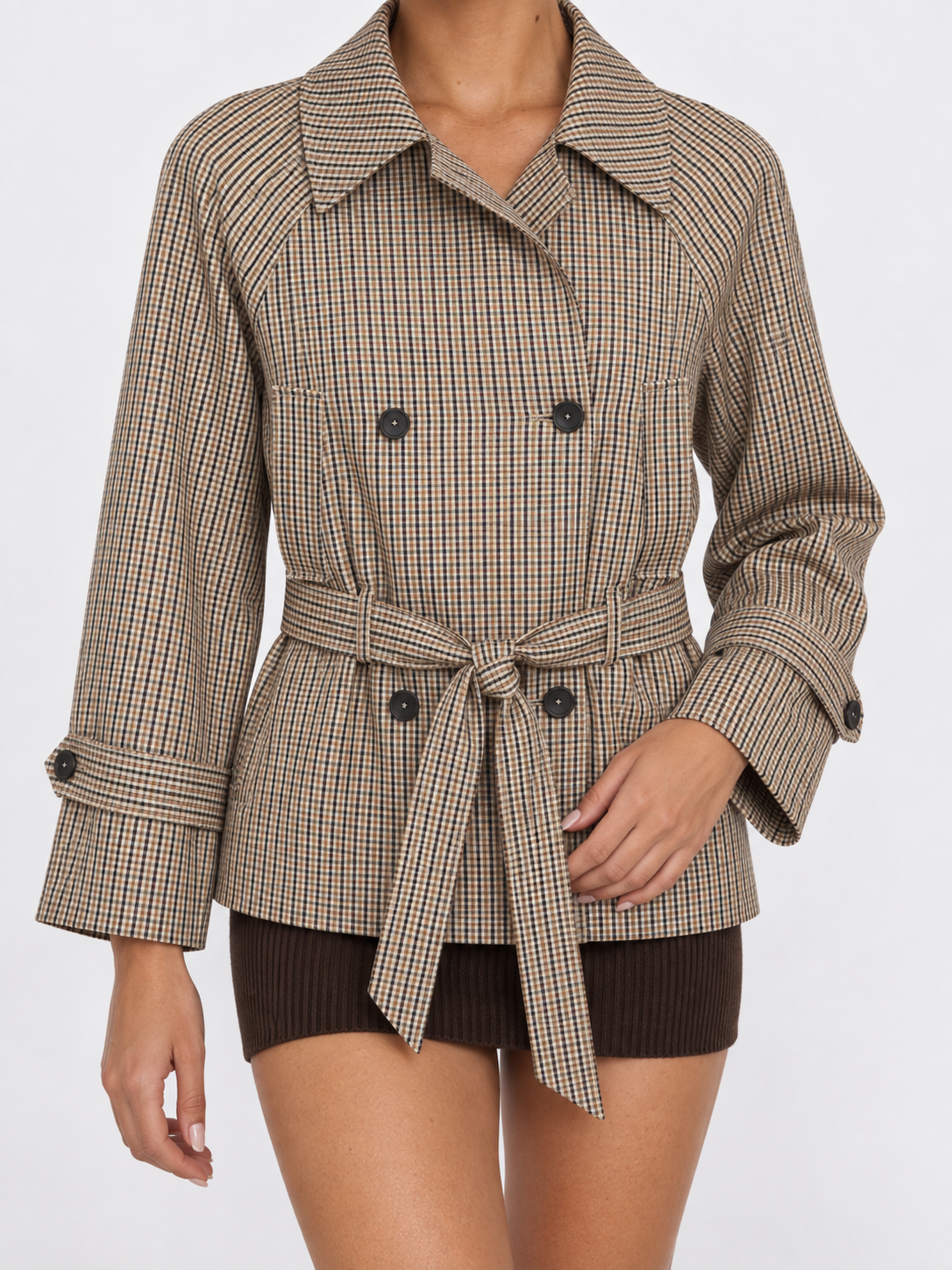 Bruyère | Checked Belted Trench Jacket