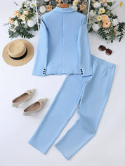 Ensemble blazer à revers crantés pour femme