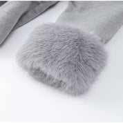 Celine | Wool Blend Belted Coat with Faux Fur Cuffs