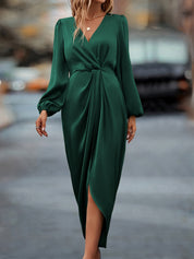 Surplice Neck Long Sleeve Formal Dress for Women