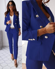 Ensemble blazer et pantalon croisés pour femme