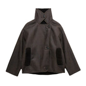 Synthetic Shearling and Leather Outerwear Coat for Warmth and Style