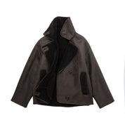 Synthetic Shearling and Leather Outerwear Coat for Warmth and Style