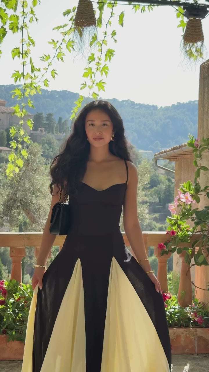 Eclipse | Two-Tone Contrast Maxi Dress