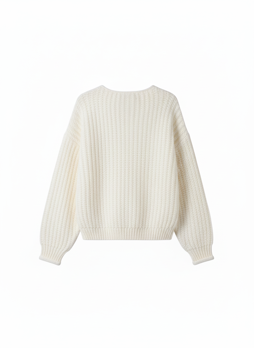 Rae | Cream Chunky Knit Cardigan with Gold Buttons