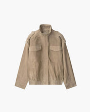 Greta - Women's Autumn Winte Suede Moto Jacket with Zipper Pockets and Lapel Collar