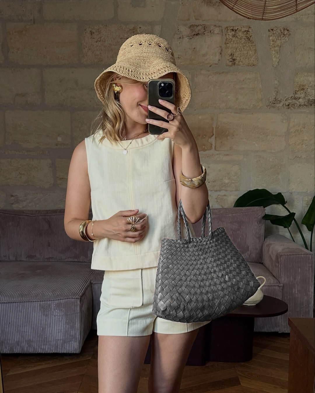Madeleine Vegan Leather Woven Bag Medium