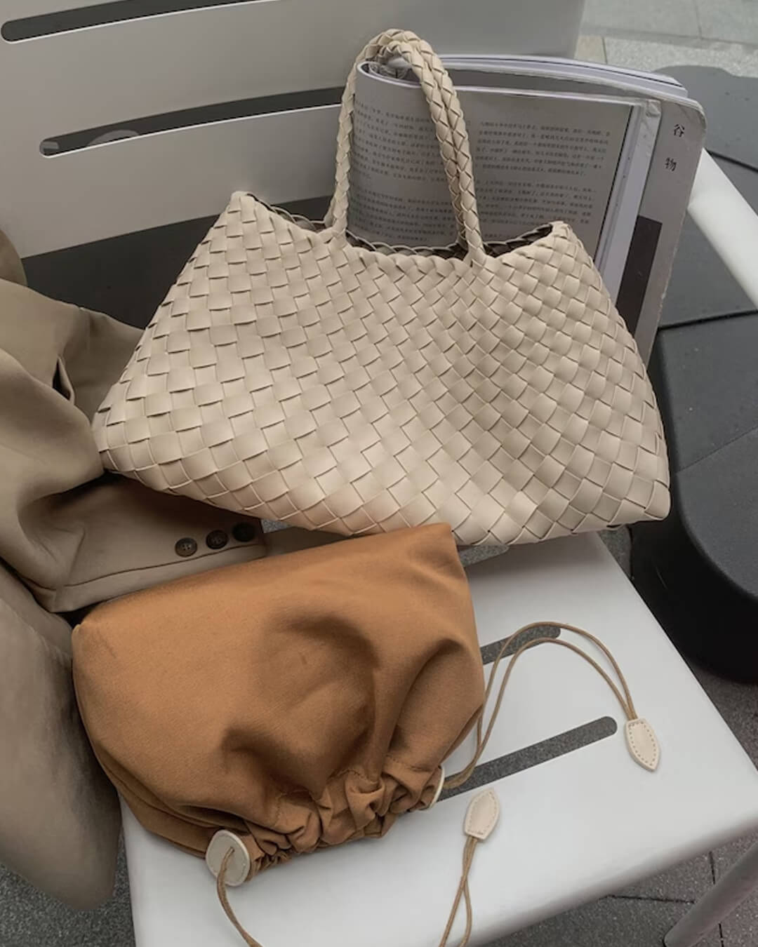 Madeleine Vegan Leather Woven Bag Medium