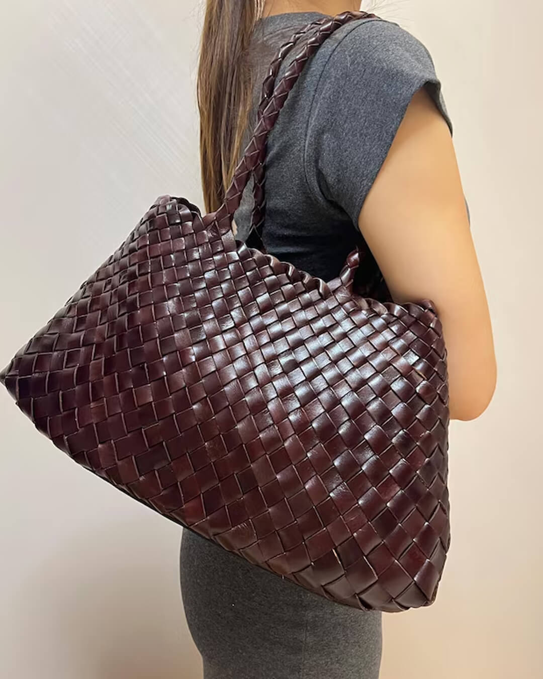 Madeleine Vegan Leather Woven Bag Medium