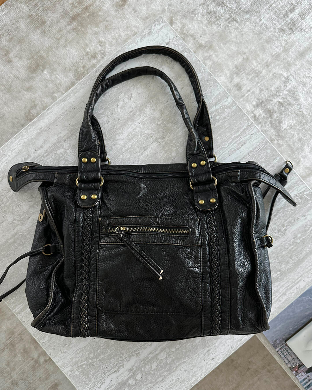Arabell | Vintage Faux Leather Structured Tote Bag